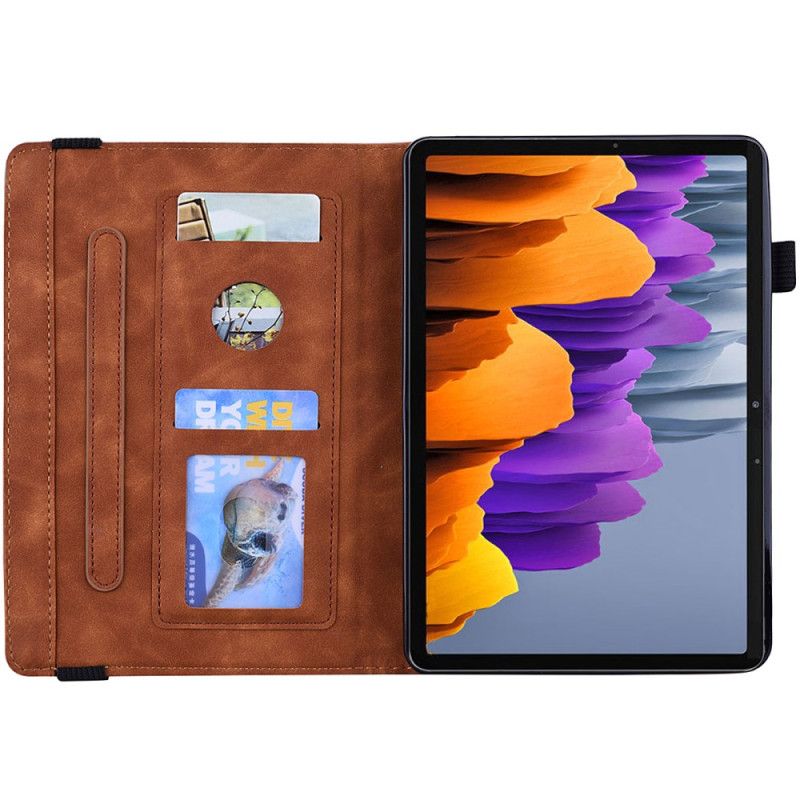 Etui Samsung Galaxy Tab S9 Fe Blomstermønster Og Stylusholderrem