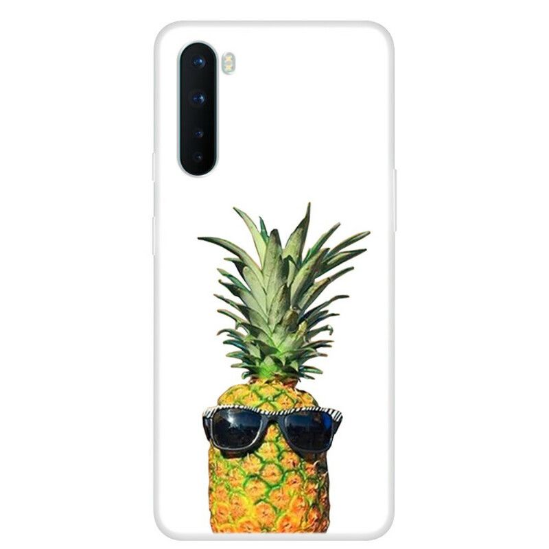 Cover OnePlus Nord Transparent Ananas Med Briller