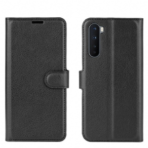 Flip Cover OnePlus Nord Klassisk Litchi-effekt