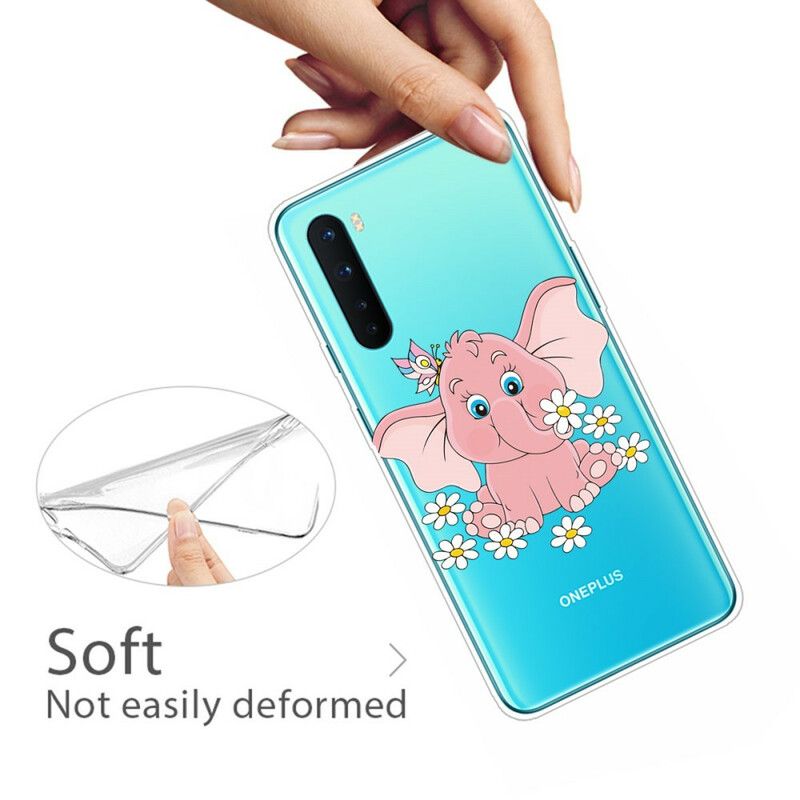 Mobilcover OnePlus Nord Pink Elephant Transparent