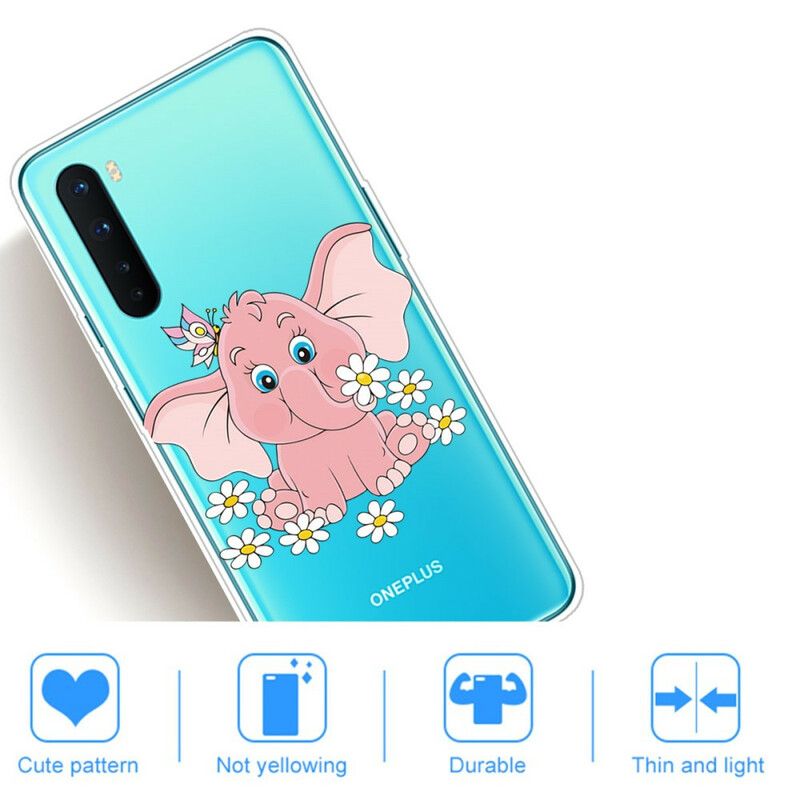 Mobilcover OnePlus Nord Pink Elephant Transparent