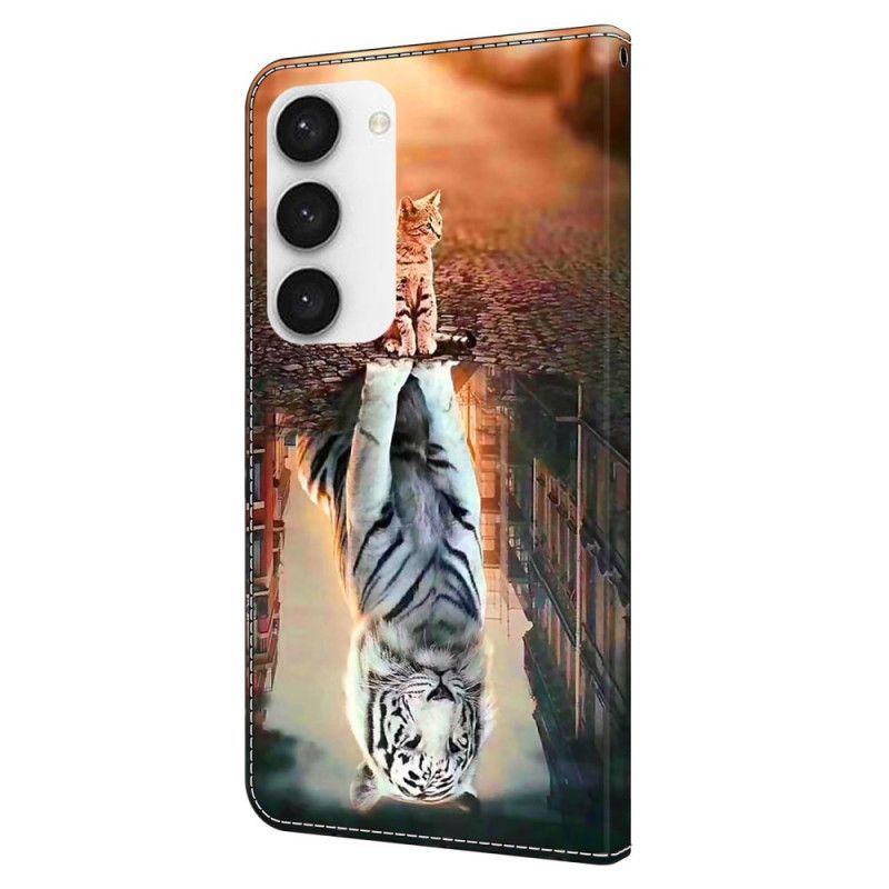 Flip Cover Samsung Galaxy S24 Plus 5g 3d-mønster Af Kat Og Tiger