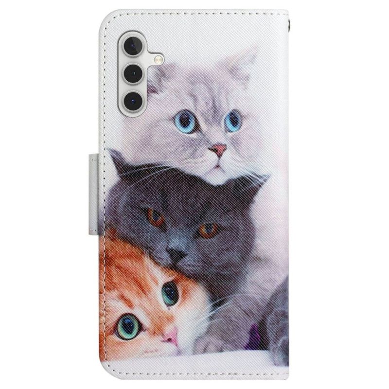 Flip Cover Til Samsung Galaxy S24 Plus 5g Tre Katte Med Remme