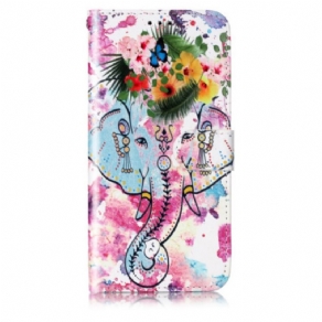 Læder Cover Samsung Galaxy S24 Plus 5g Telefon Etui Blomsterelefant Med Rem