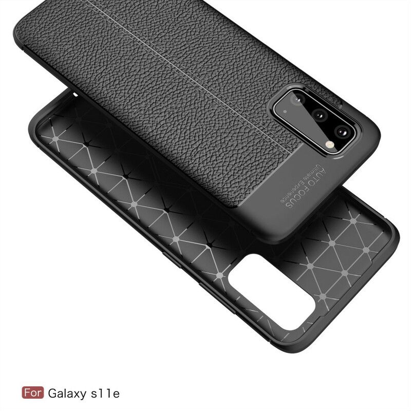 Cover Samsung Galaxy S20 Dobbelt Linje Litchi Lædereffekt