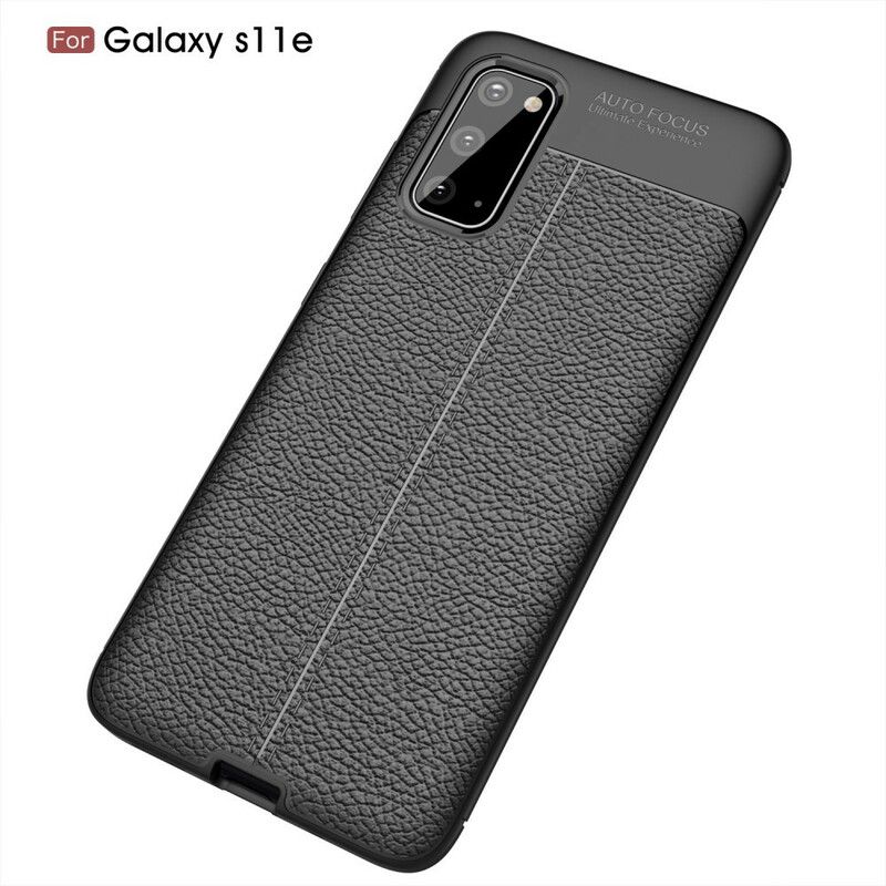 Cover Samsung Galaxy S20 Dobbelt Linje Litchi Lædereffekt