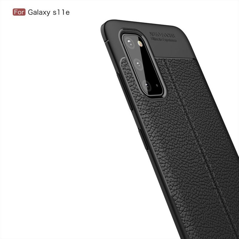 Cover Samsung Galaxy S20 Dobbelt Linje Litchi Lædereffekt