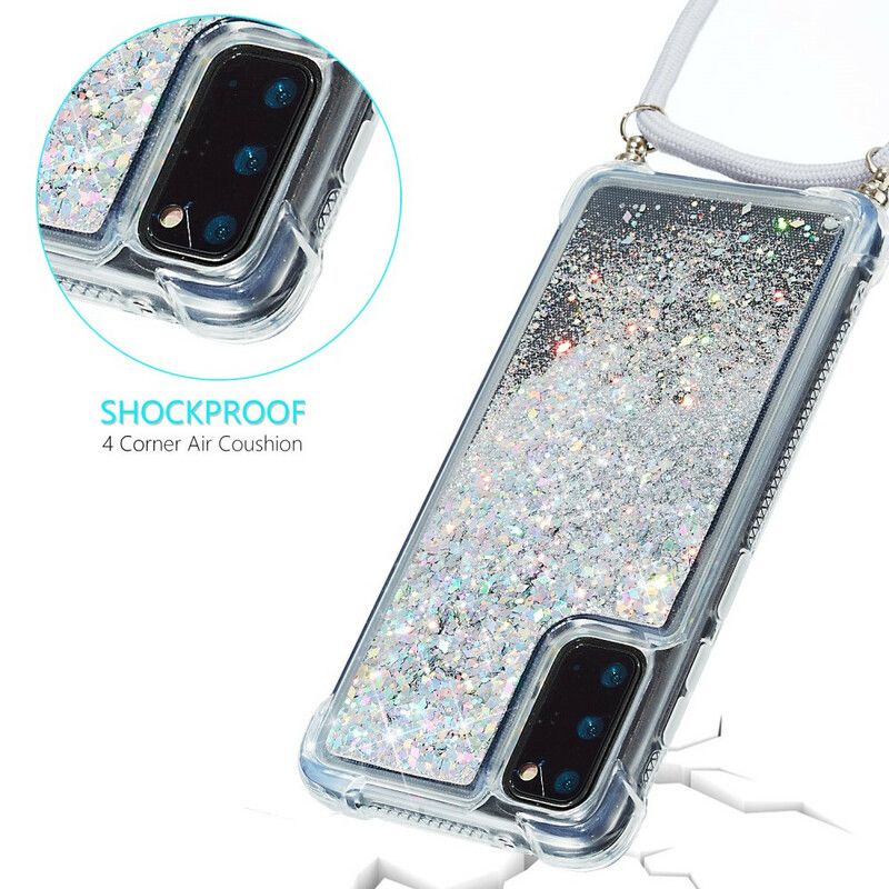 Cover Samsung Galaxy S20 Pailletter Med Snor