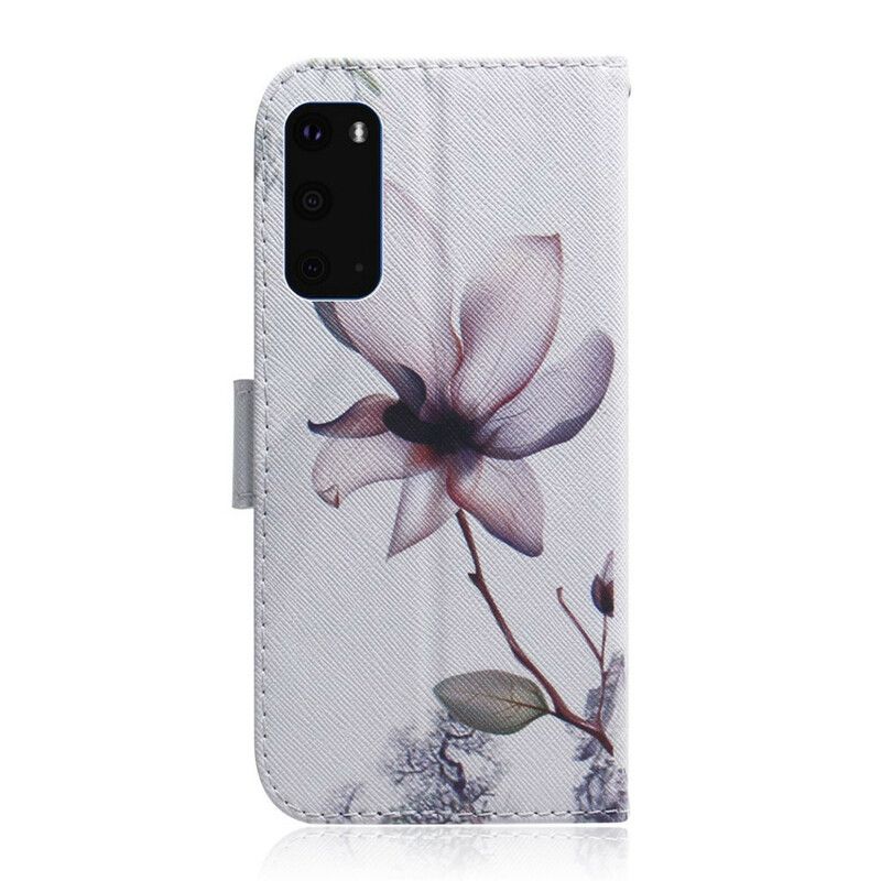 Flip Cover Samsung Galaxy S20 Gammel Rosenblomst