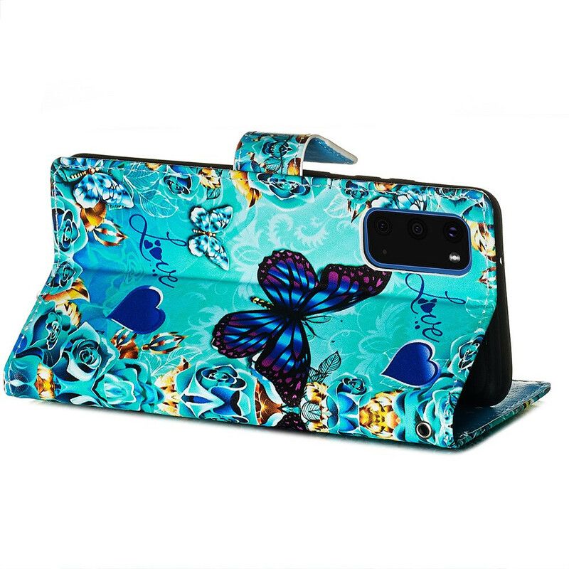 Flip Cover Samsung Galaxy S20 Gyldne Sommerfugle