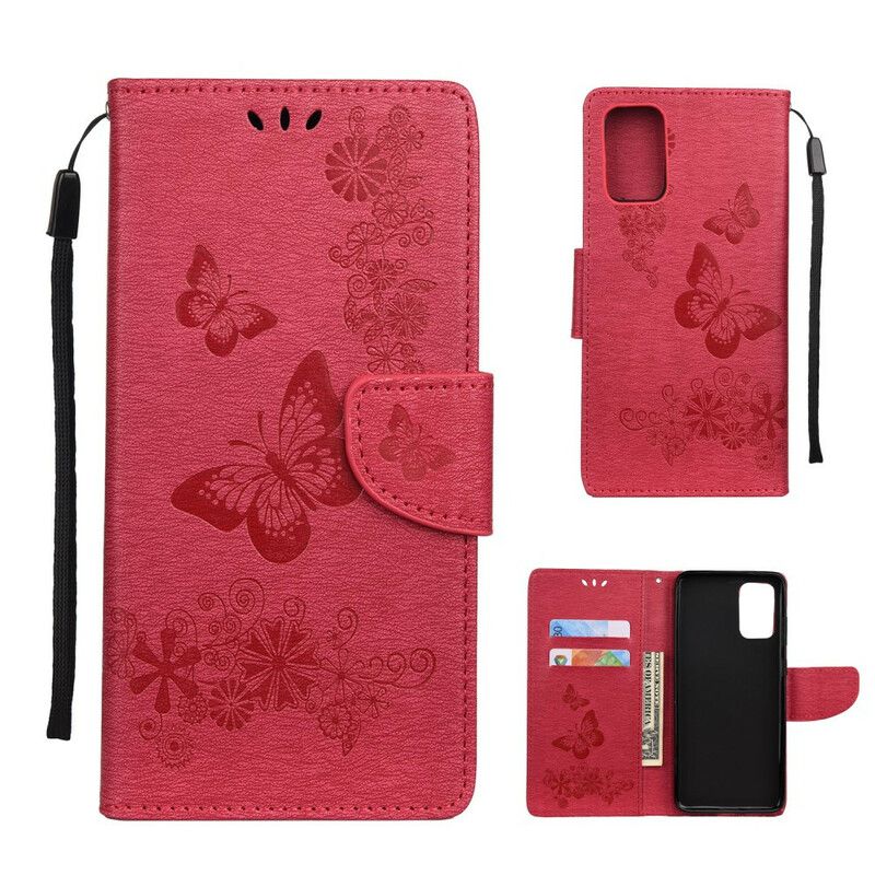 Flip Cover Samsung Galaxy S20 Kun Sommerfugle Med Snor