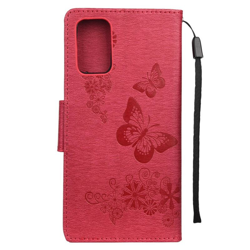 Flip Cover Samsung Galaxy S20 Kun Sommerfugle Med Snor