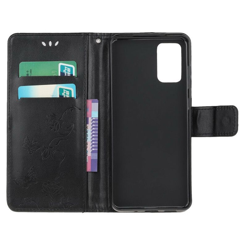 Flip Cover Samsung Galaxy S20 Med Snor Discretion Strap Sommerfugle