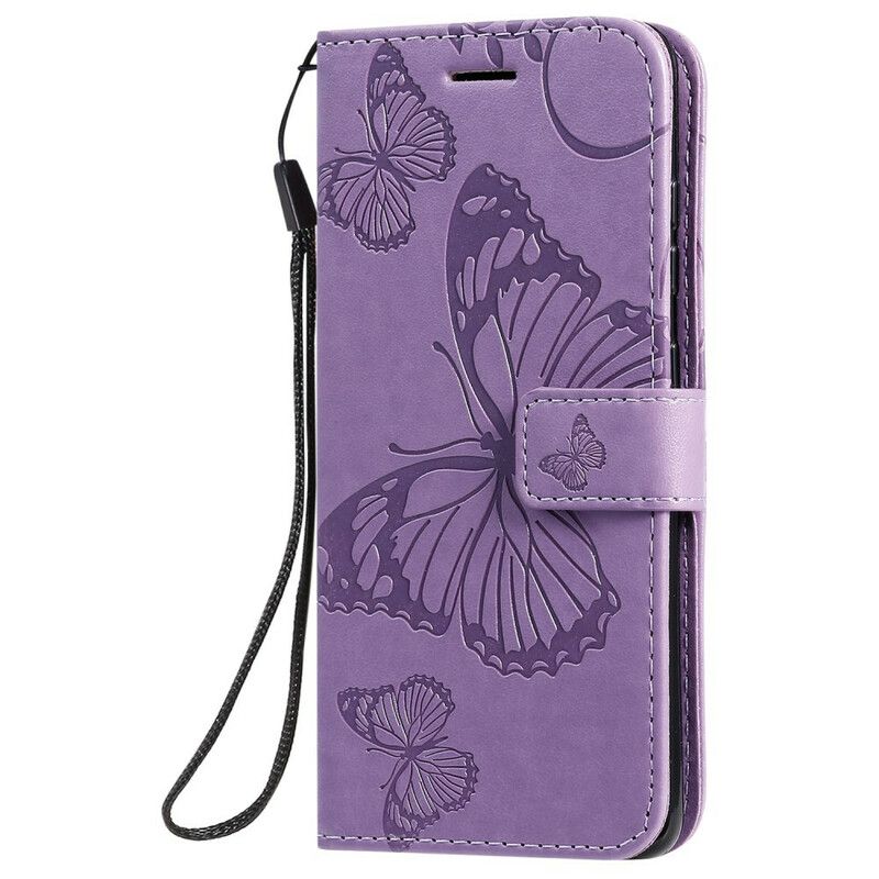 Flip Cover Samsung Galaxy S20 Med Snor Kæmpe Strappy Sommerfugle