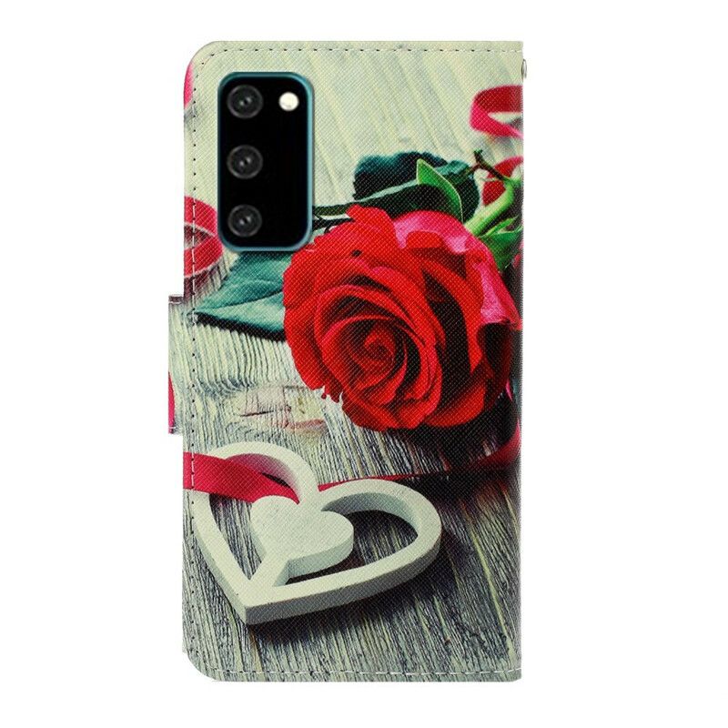 Flip Cover Samsung Galaxy S20 Med Snor Romantisk Strappy Rose