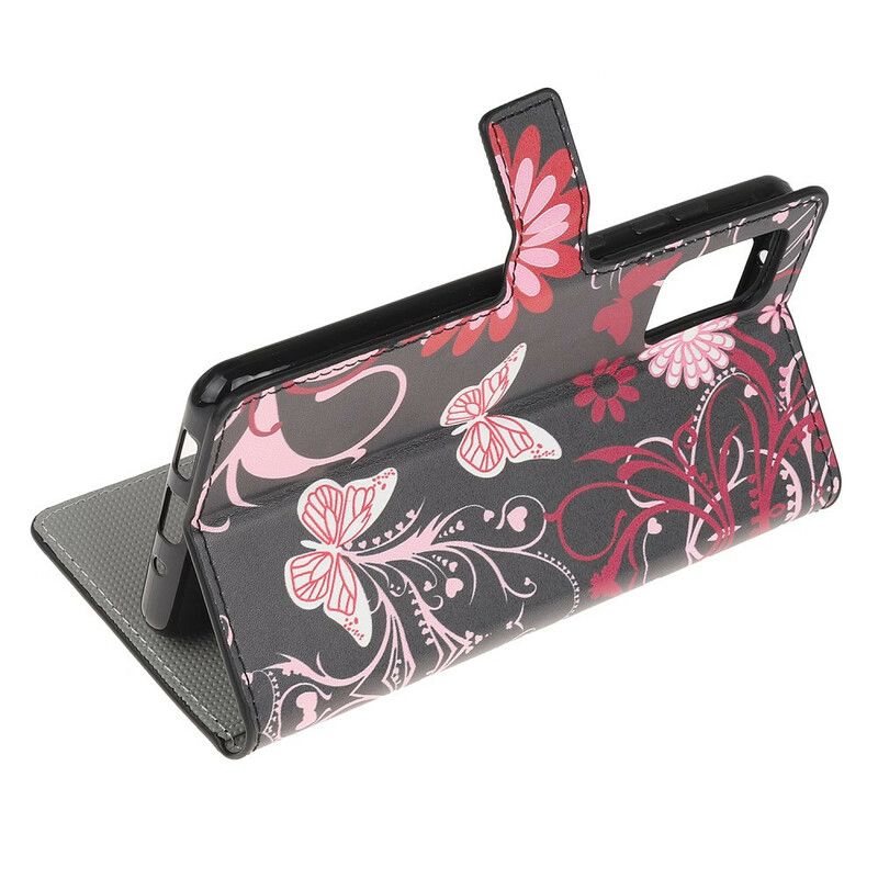 Flip Cover Samsung Galaxy S20 Sommerfugle Og Blomster