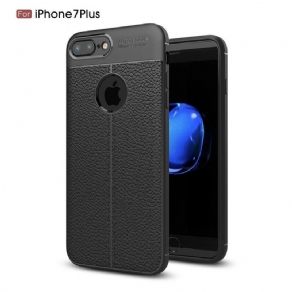 Cover iPhone 8 Plus / 7 Plus Dobbelt Linje Litchi Læder Effekt