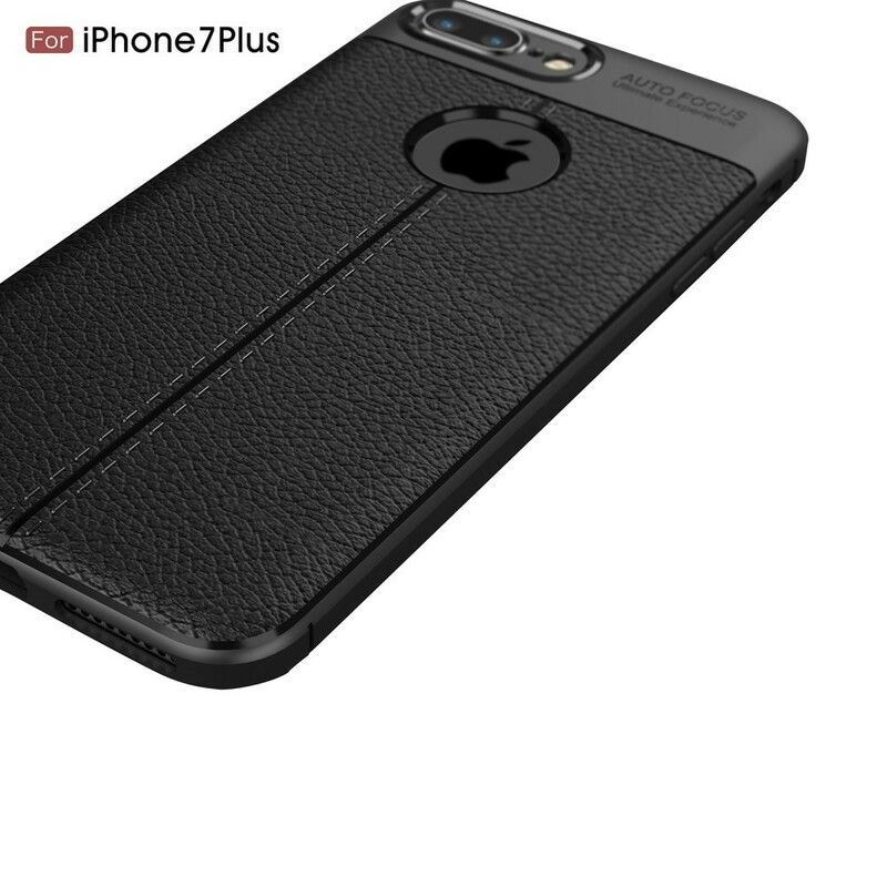 Cover iPhone 8 Plus / 7 Plus Dobbelt Linje Litchi Læder Effekt