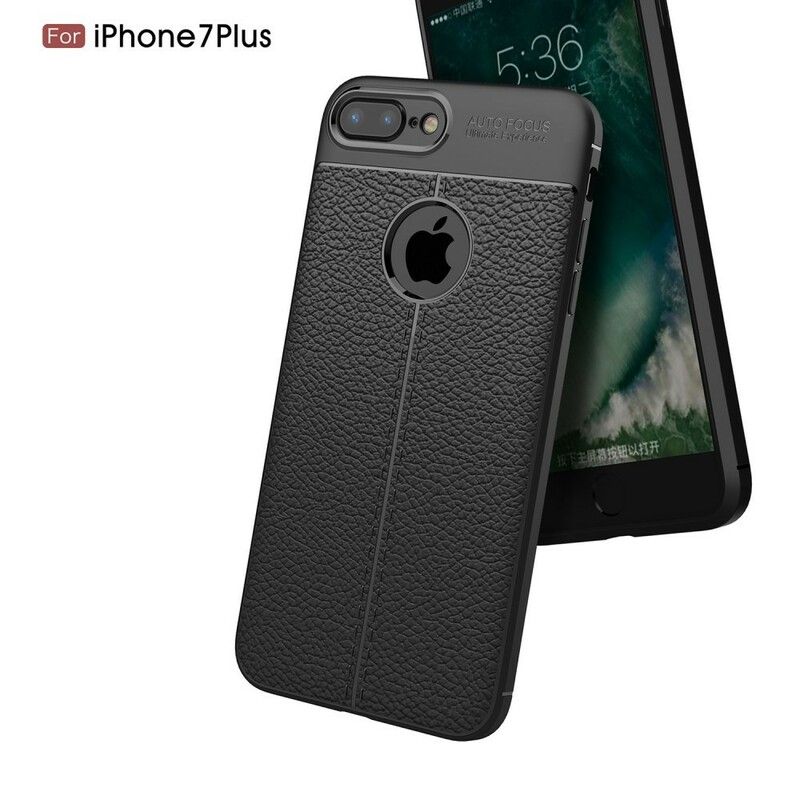 Cover iPhone 8 Plus / 7 Plus Dobbelt Linje Litchi Læder Effekt