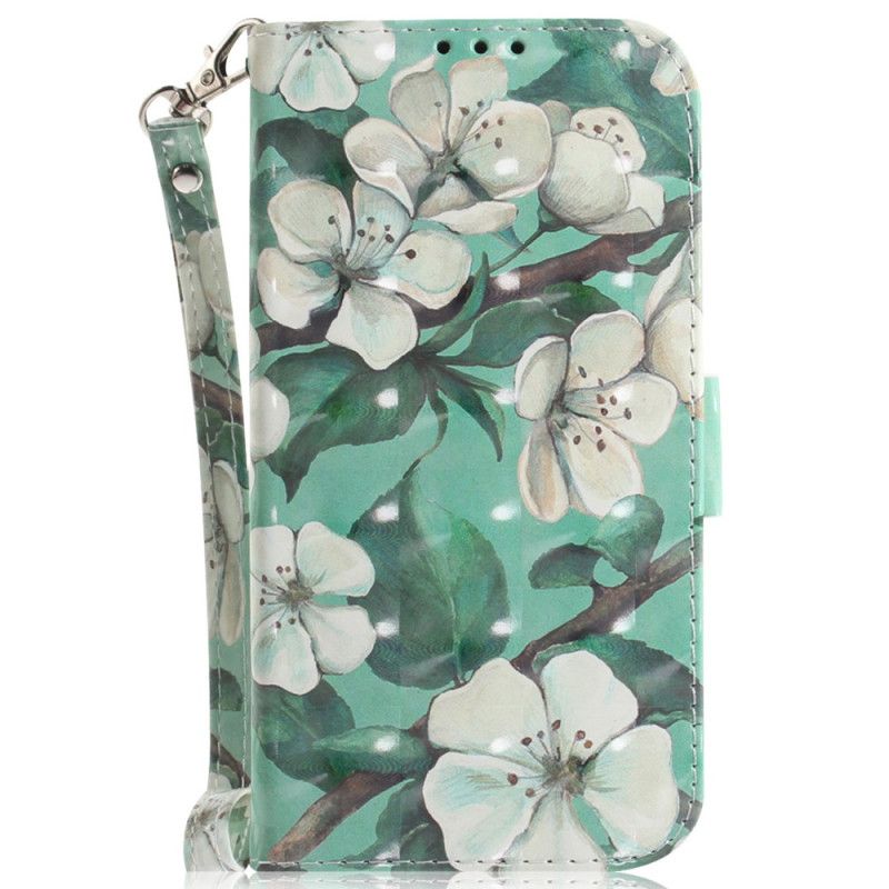 Flip Cover Google Pixel 8 Hvide Blomster