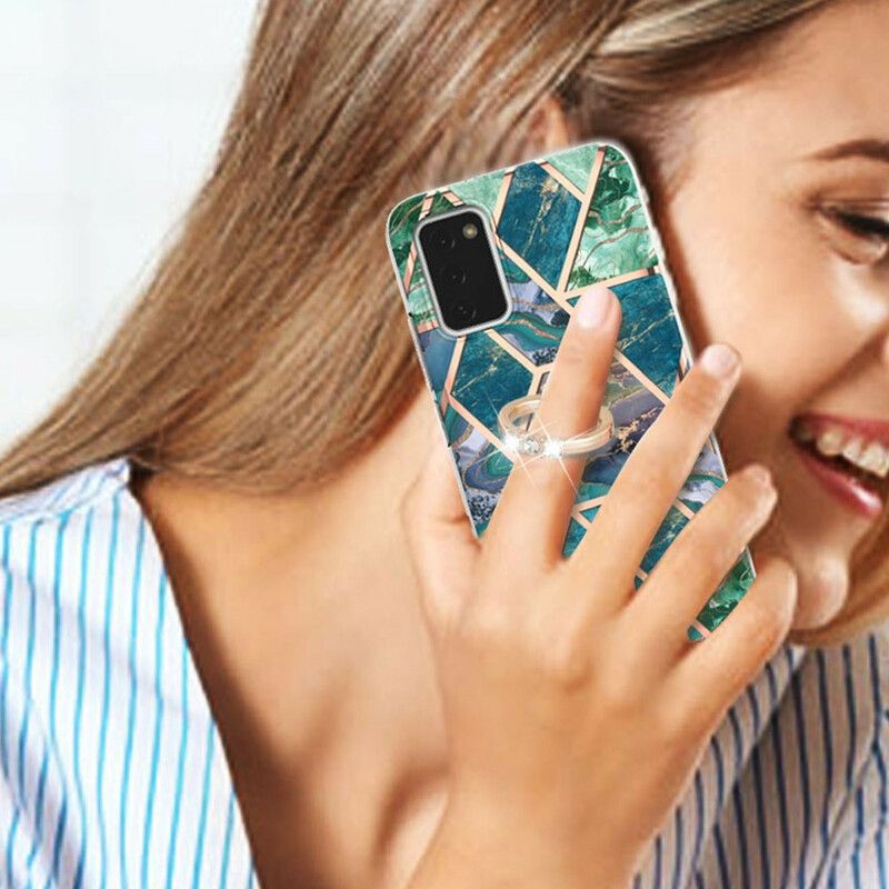 Cover Samsung Galaxy A02s Geometrisk Marmor Med Ringstøtte