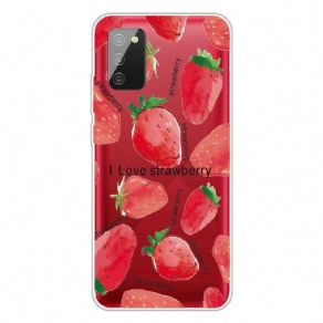 Cover Samsung Galaxy A02s Jordbær / Jeg Elsker Jordbær