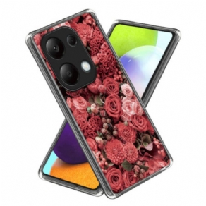 Cover Xiaomi Redmi Note 13 Pro 4g Røde Og Lyserøde Blomster