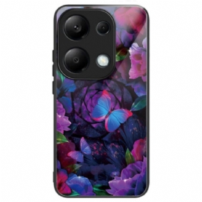 Cover Xiaomi Redmi Note 13 Pro 4g Telefon Etui Farverige Sommerfugle I Hærdet Glas