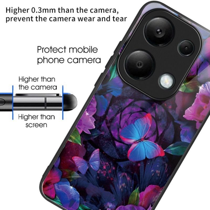 Cover Xiaomi Redmi Note 13 Pro 4g Telefon Etui Farverige Sommerfugle I Hærdet Glas