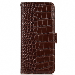 Flip Cover Til Xiaomi Redmi Note 13 Pro 4g Crocodile Design Rfid Blocking Technology