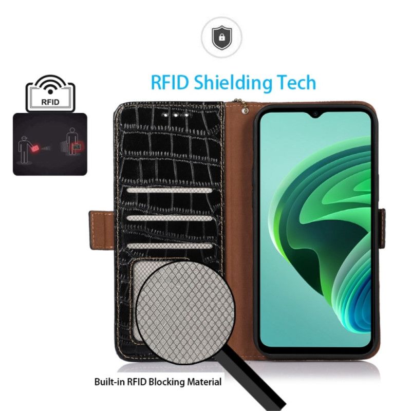 Flip Cover Til Xiaomi Redmi Note 13 Pro 4g Crocodile Design Rfid Blocking Technology