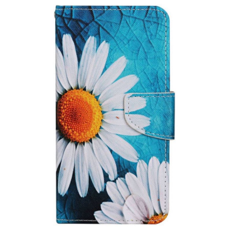 Læder Cover Xiaomi Redmi Note 13 Pro 4g Telefon Etui Storremmekrysantemum