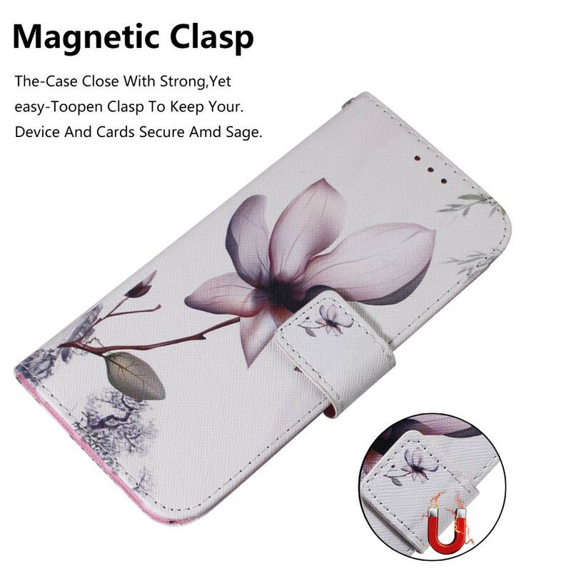 Flip Cover Huawei P Smart Pro / Honor 9X Pro Gammel Rosenblomst