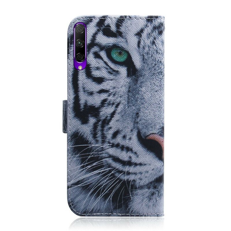 Læder Cover Huawei P Smart Pro / Honor 9X Pro Hvid Tiger