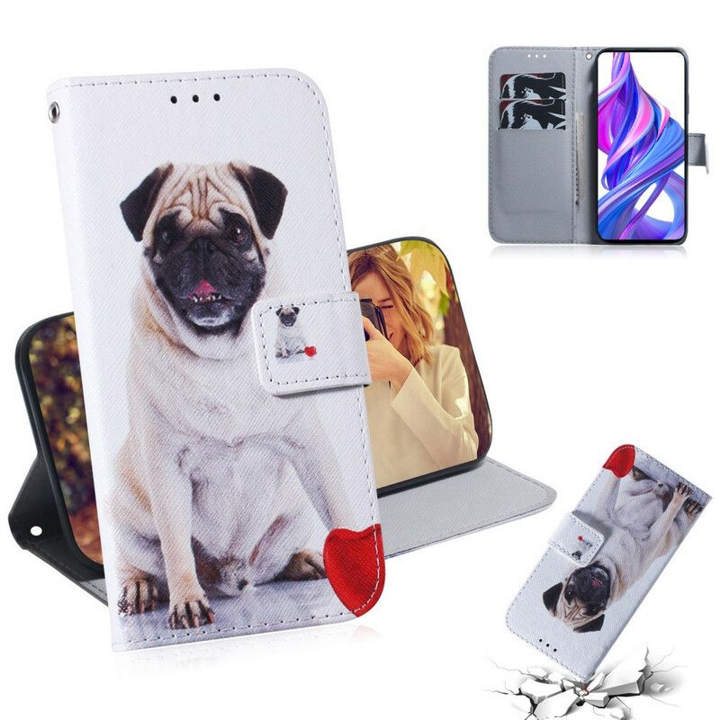 Læder Cover Huawei P Smart Pro / Honor 9X Pro Pug Dog