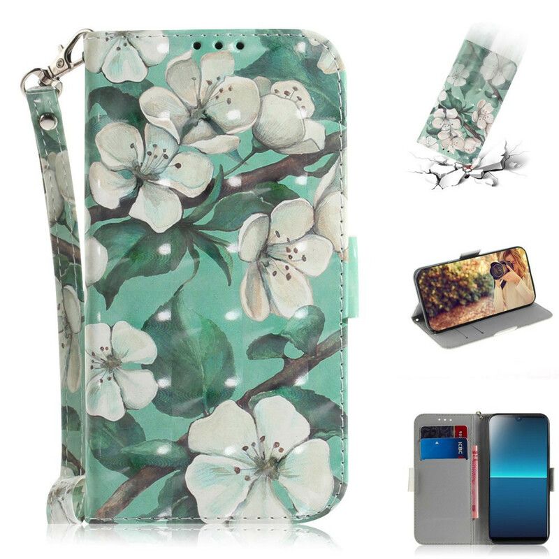 Flip Cover Sony Xperia L4 Med Snor Thong Blomstergren