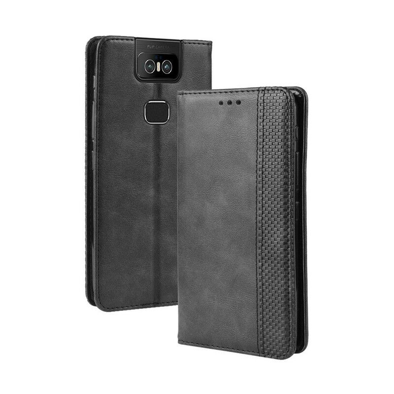 Cover Asus ZenFone 6 Flip Cover Vintage Stiliseret Lædereffekt