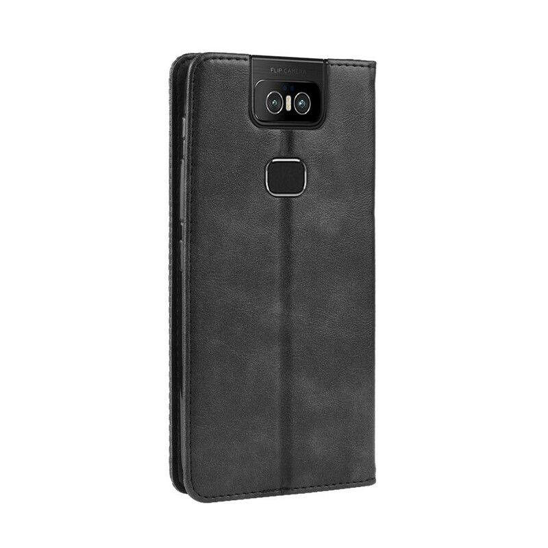 Cover Asus ZenFone 6 Flip Cover Vintage Stiliseret Lædereffekt