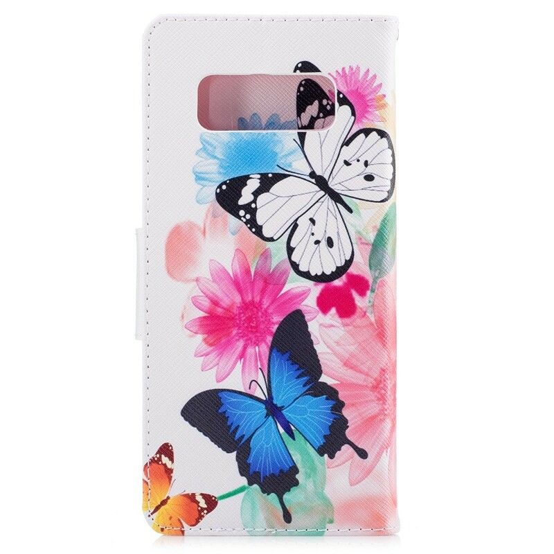 Flip Cover Samsung Galaxy Note 8 Malede Sommerfugle Og Blomster