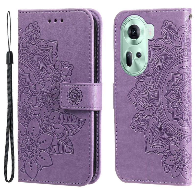 Flip Cover Til Oppo Reno 11 5g Blomstermønster Med Rem