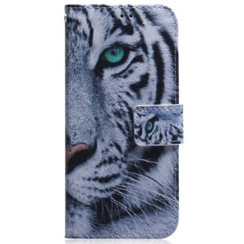 Læder Cover Oppo Reno 11 5g Hvid Tiger