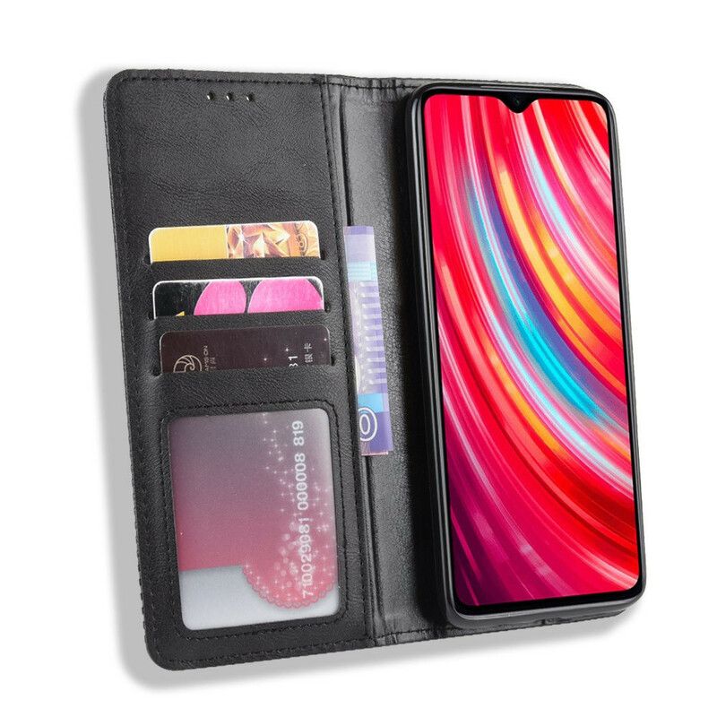 Cover Xiaomi Redmi Note 8 Pro Flip Cover Vintage Stiliseret Lædereffekt