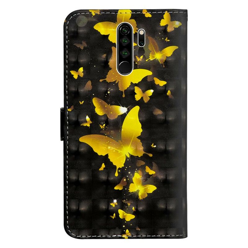 Flip Cover Xiaomi Redmi Note 8 Pro Gule Sommerfugle