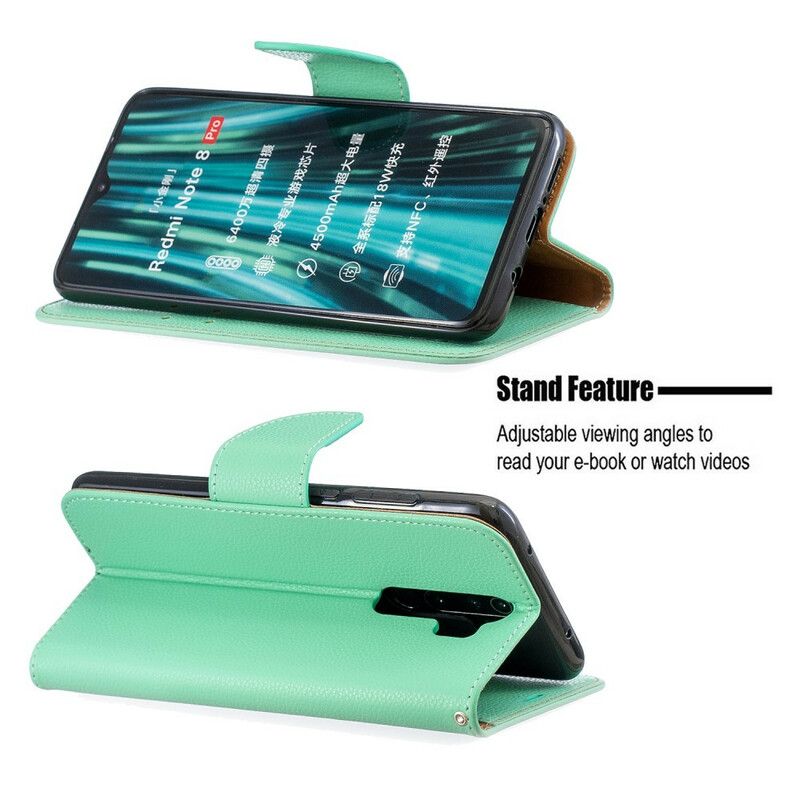 Flip Cover Xiaomi Redmi Note 8 Pro Læder Cover Litchi Flap Skrå