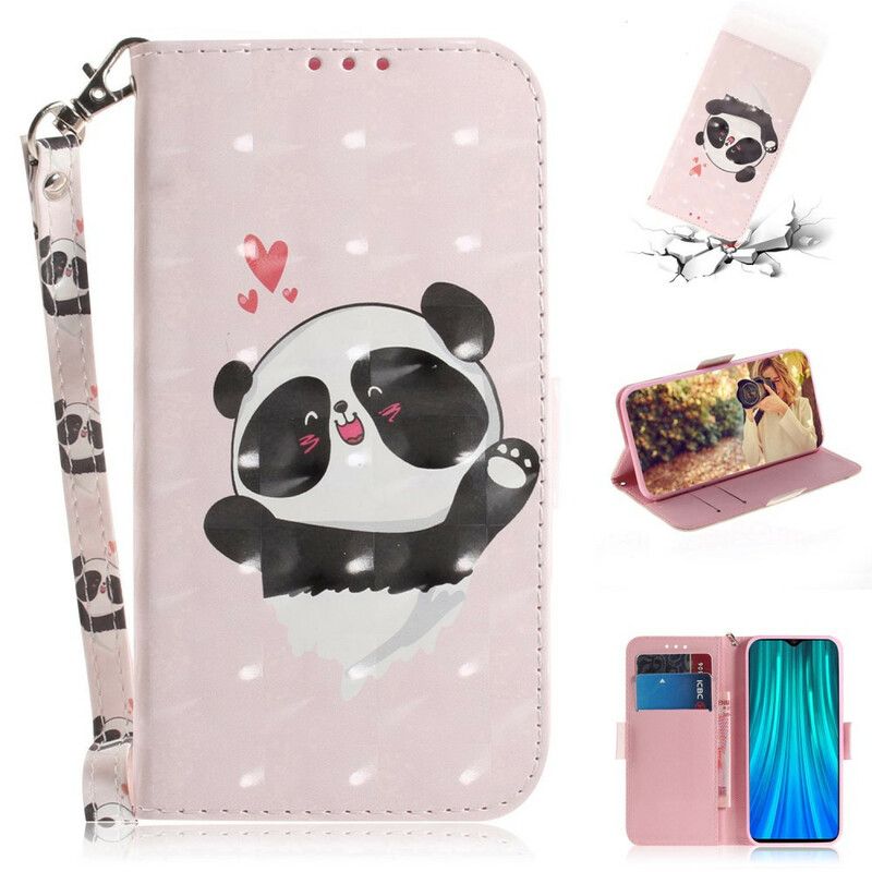 Flip Cover Xiaomi Redmi Note 8 Pro Med Snor Panda Love Strap