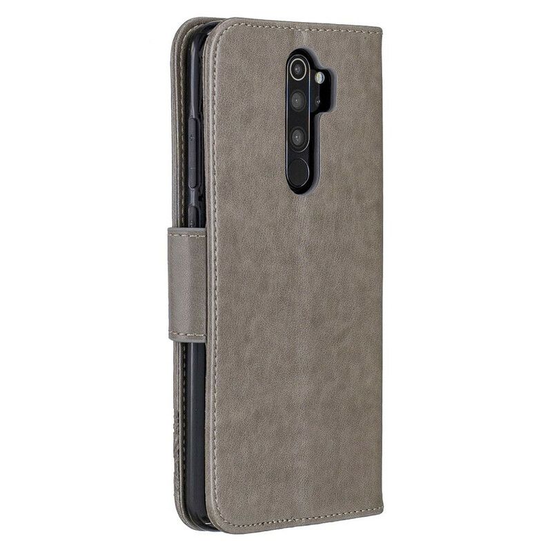 Flip Cover Xiaomi Redmi Note 8 Pro Med Snor Sommerfugle Trykt Rem