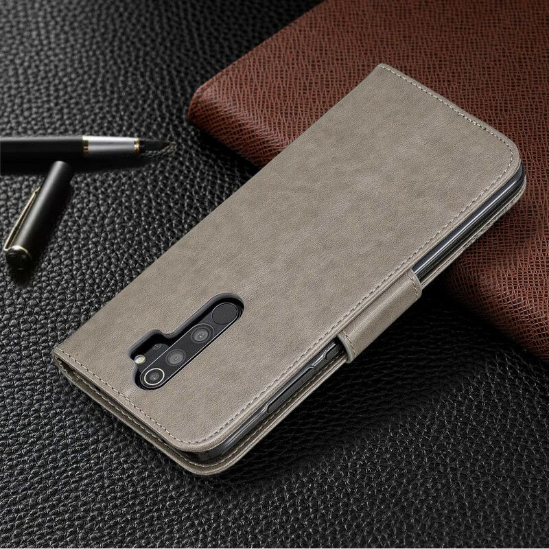 Flip Cover Xiaomi Redmi Note 8 Pro Med Snor Sommerfugle Trykt Rem