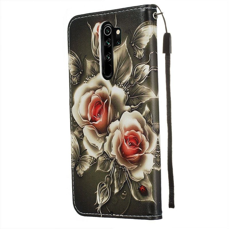 Flip Cover Xiaomi Redmi Note 8 Pro Med Snor Sort Rose Med Rem