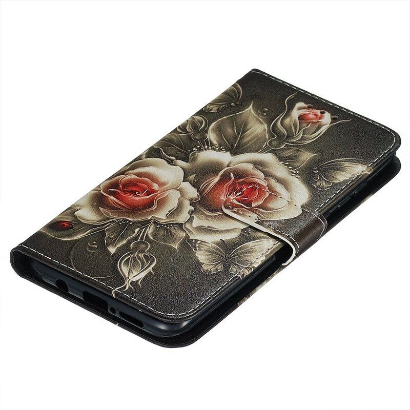 Flip Cover Xiaomi Redmi Note 8 Pro Med Snor Sort Rose Med Rem