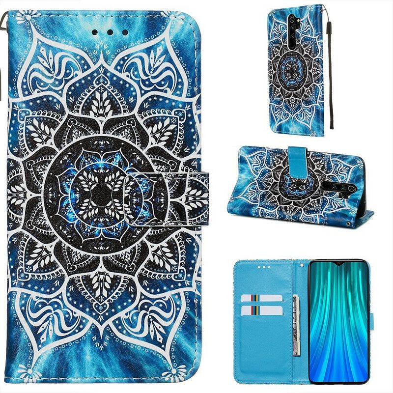 Flip Cover Xiaomi Redmi Note 8 Pro Med Snor Sort Strappy Mandala